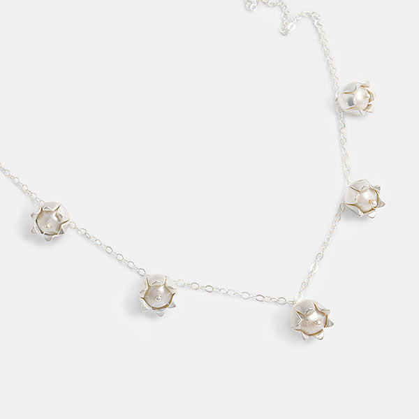 lily valley necklace silver pearls
