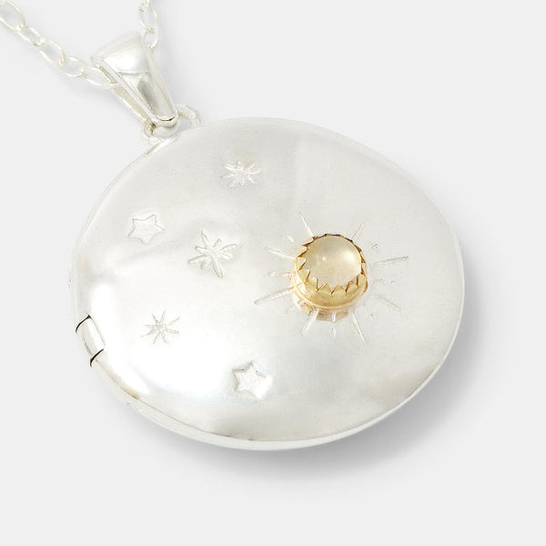 Moon and back locket in sterling silver and gold: Australian jewellery online