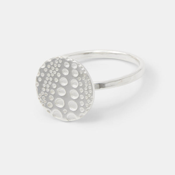 Sea urchin texture silver cocktail ring