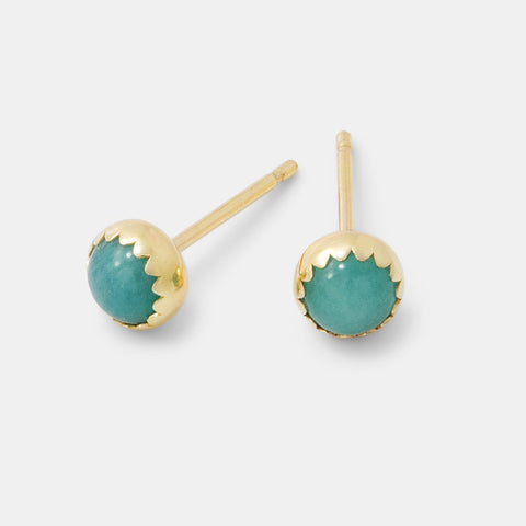 Amazonite solid gold stud earrings