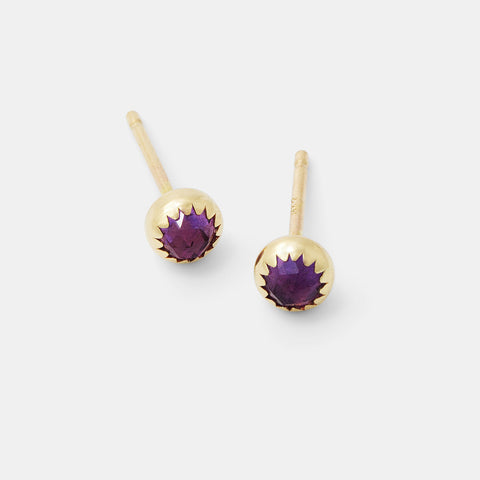 Amethyst and solid gold stud earrings