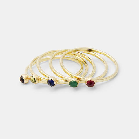 Solid gold rings with birthstones