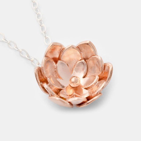 Rose gold double tulip pendant necklace