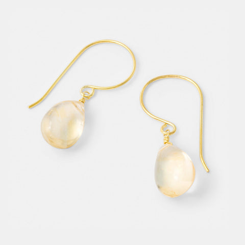 Gold drop earrings with citrine gemstones