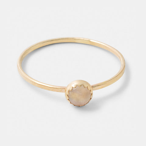 Handmade gold stacking ring with rose quartz