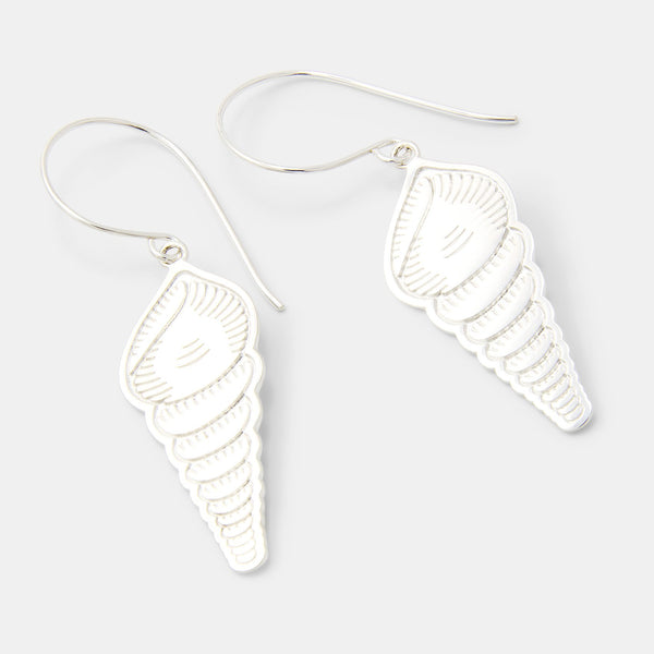 Spiral shell sterling silver dangle earrings