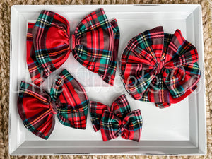 Christmas Plaid Velvet Bows (Choose your Style- Allison, Piggie Set or Biggie Set)