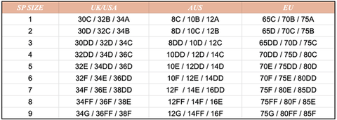 Studio Pia size chart