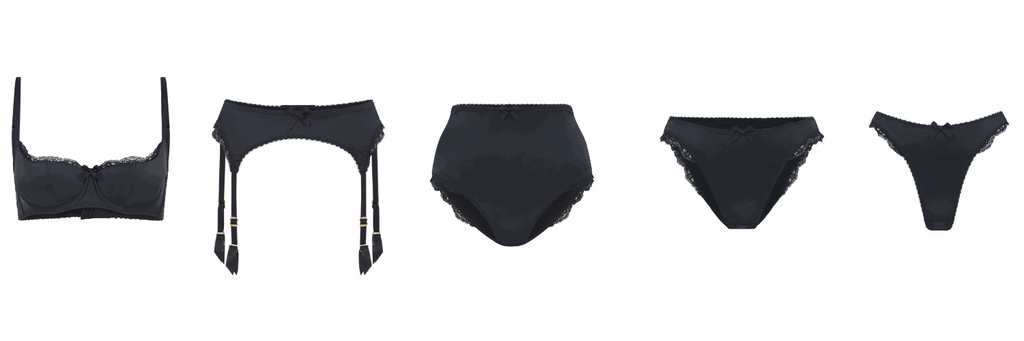 Agent Provocateur Sloane black satin lingerie set