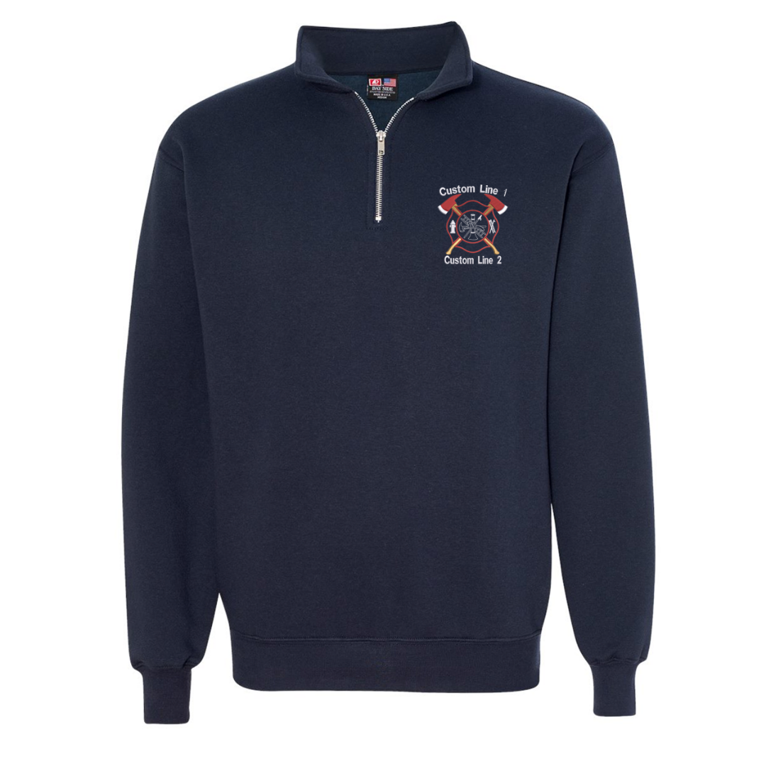 Image of Customized USA Made Classic Quarter Zip Job Shirt with Crossed Axe Embroidery