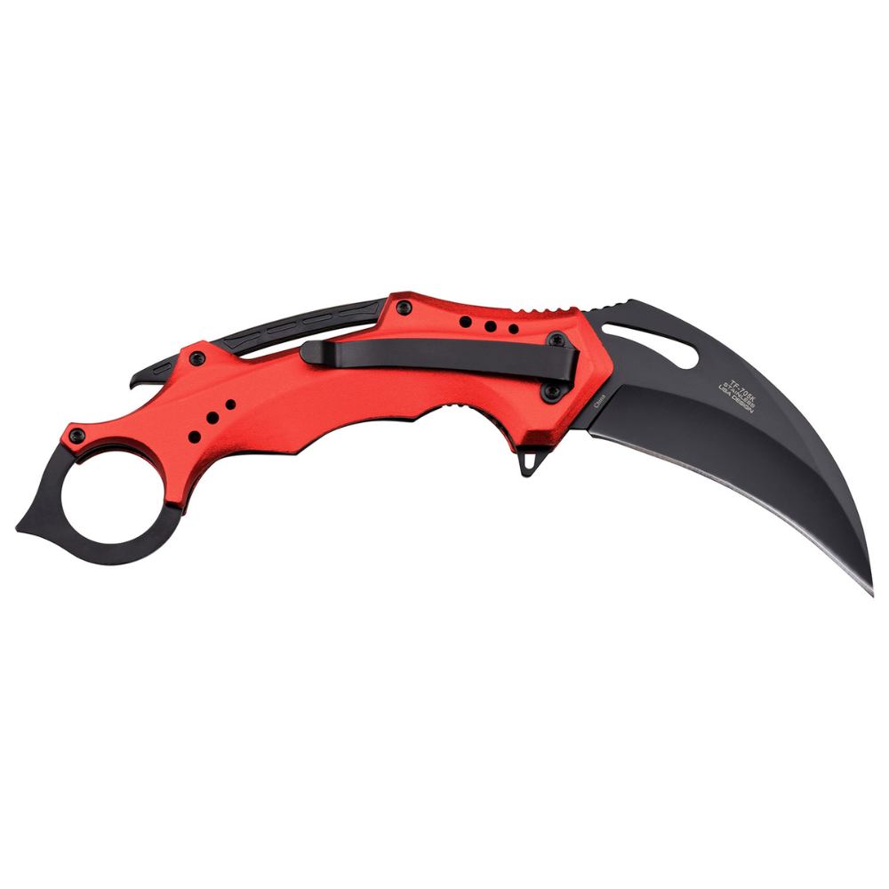 Image of Spring Assisted Hawkbill Red and Black Firefighter Knife