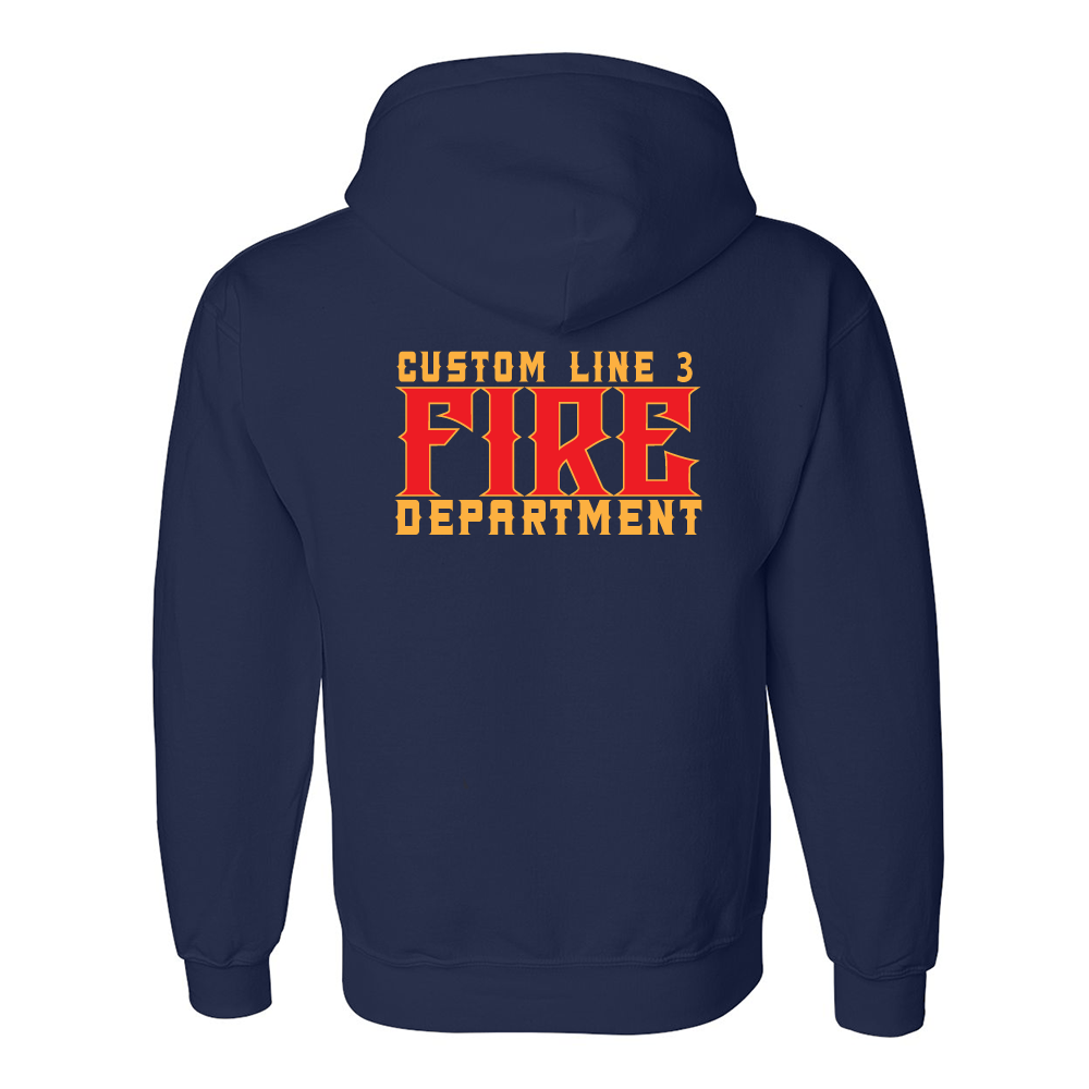 Customized Red &amp; Yellow Fire Dept Duty Premium Hoodie - Navy / Large