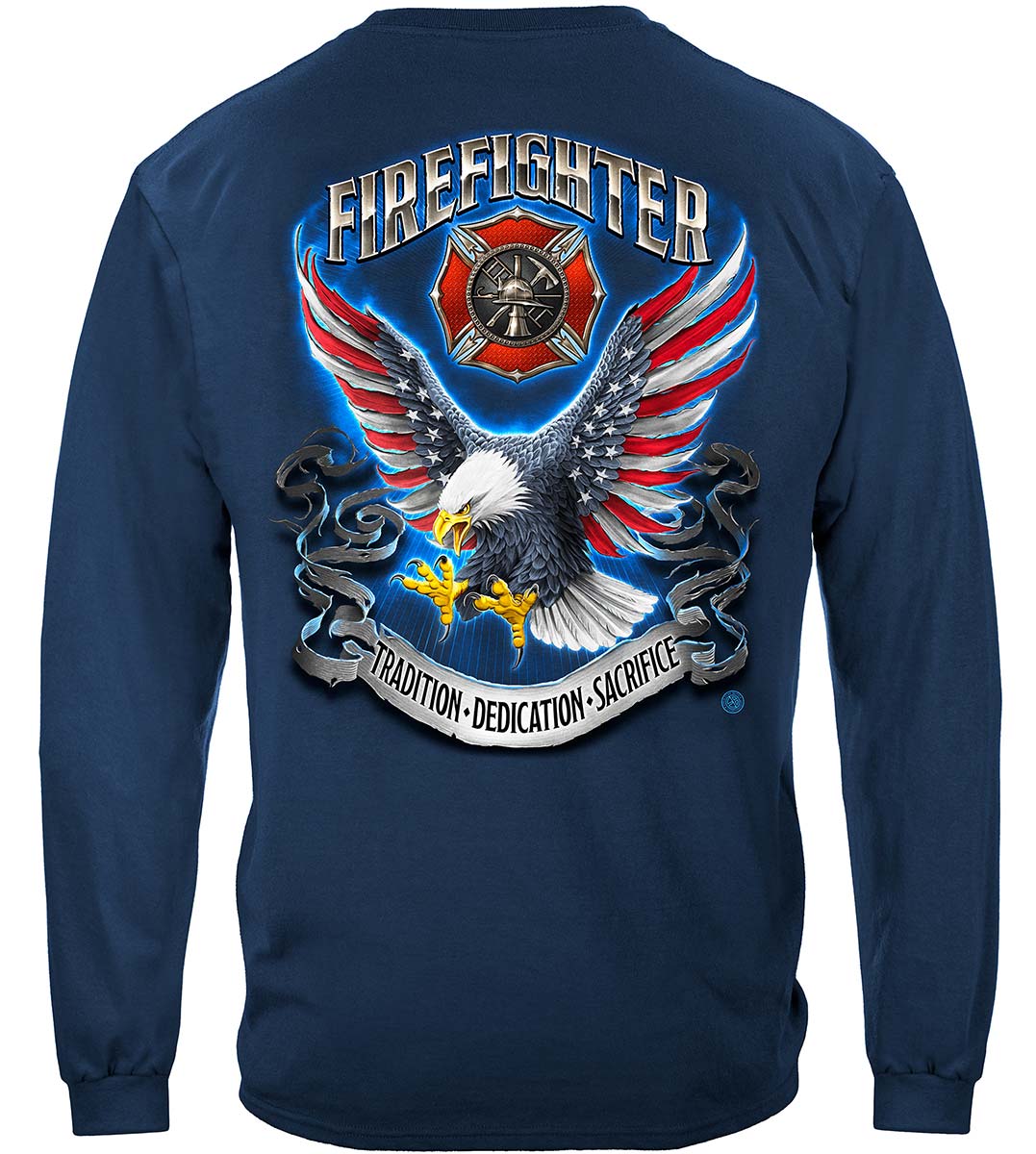 FireFighter Eagle Full American Flag Bald Eagle Feather EGA Classic Long Sleeve Shirts