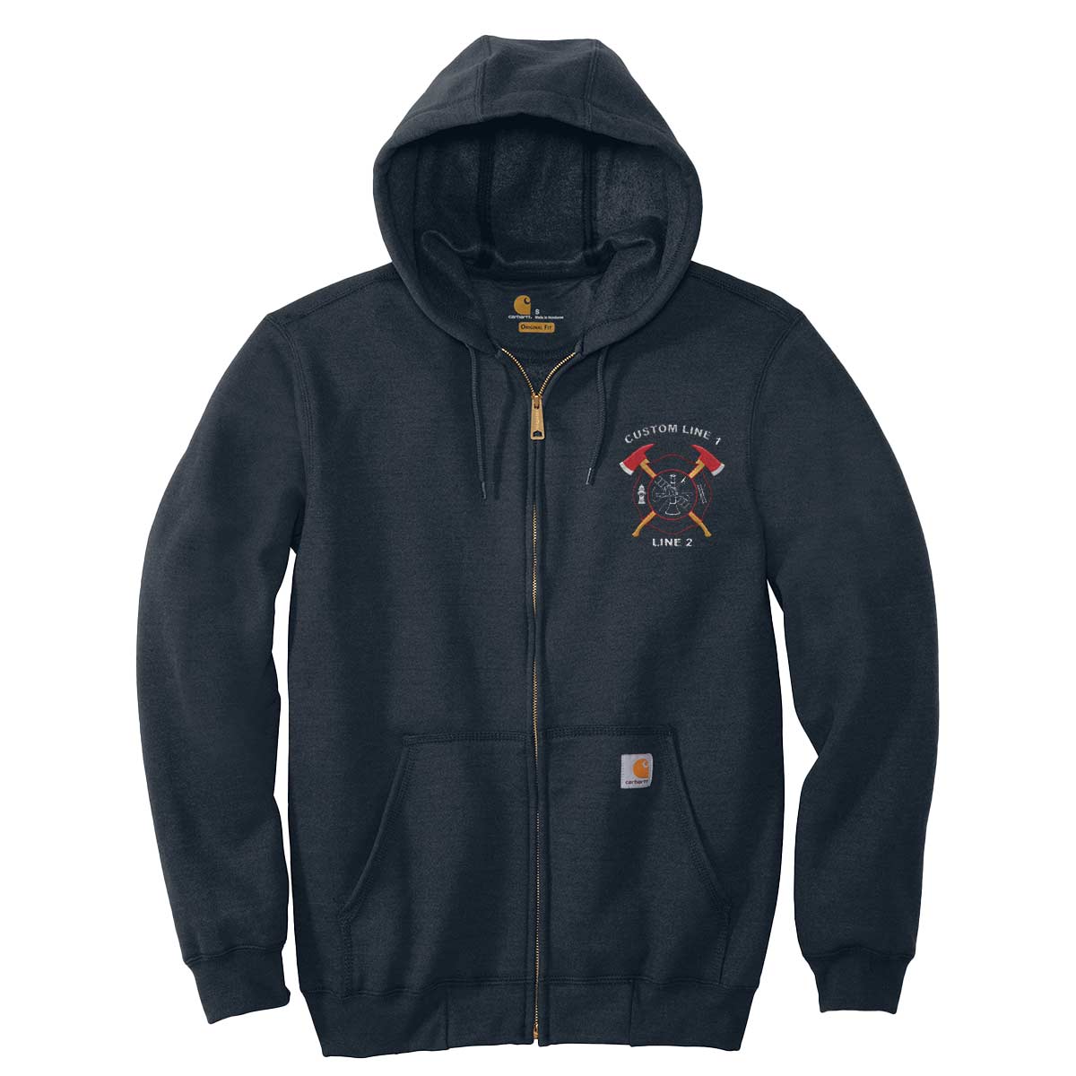 Customized Carhartt® Midweight Zip-Up Hoodie with Crossed Axes Embroidery