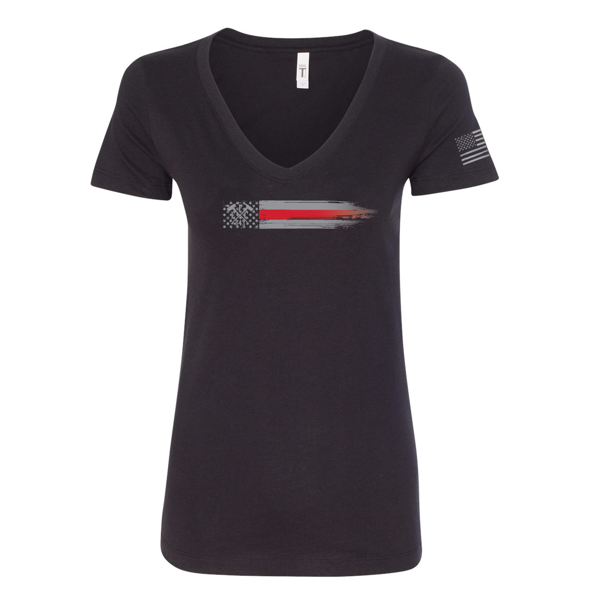 Image of FFC 343 Thin Red Line Stars & Stripes Women's V-Neck Shirt