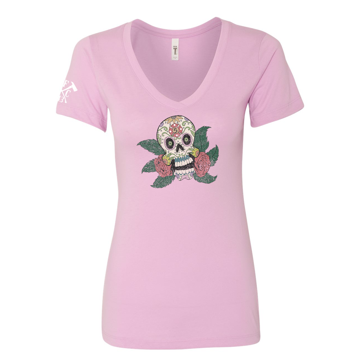 Image of FFC 343 Maltese Sugar Skull Women's V-Neck Shirt