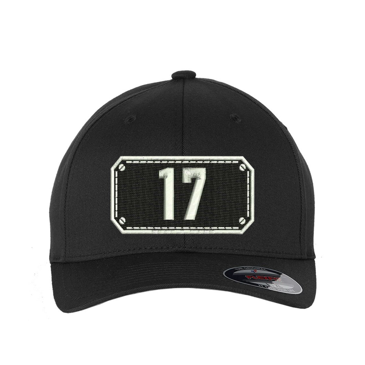 Image of Personalized Black Shield FlexFit Hat