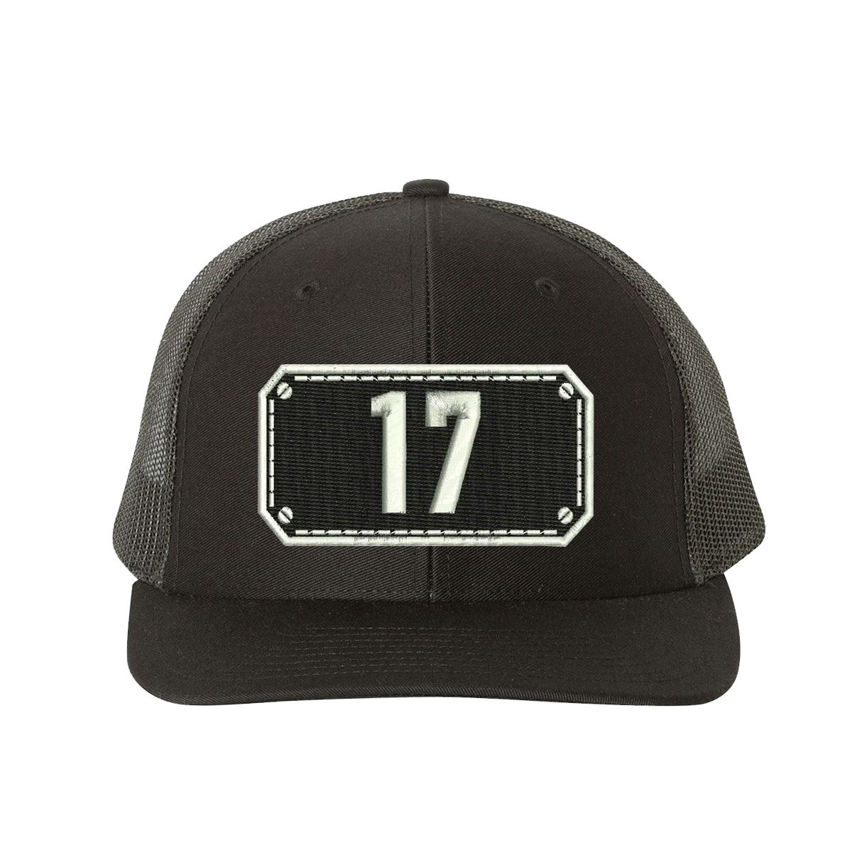 Image of Personalized Black Plate Firefighter Richardson Style Hat