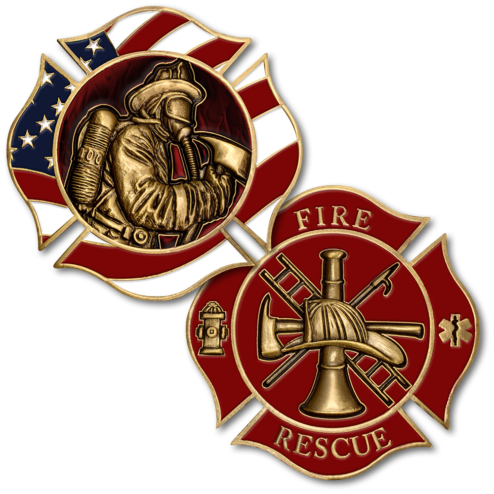 Image of Fire Rescue Firefighter Maltese Challenge Coin