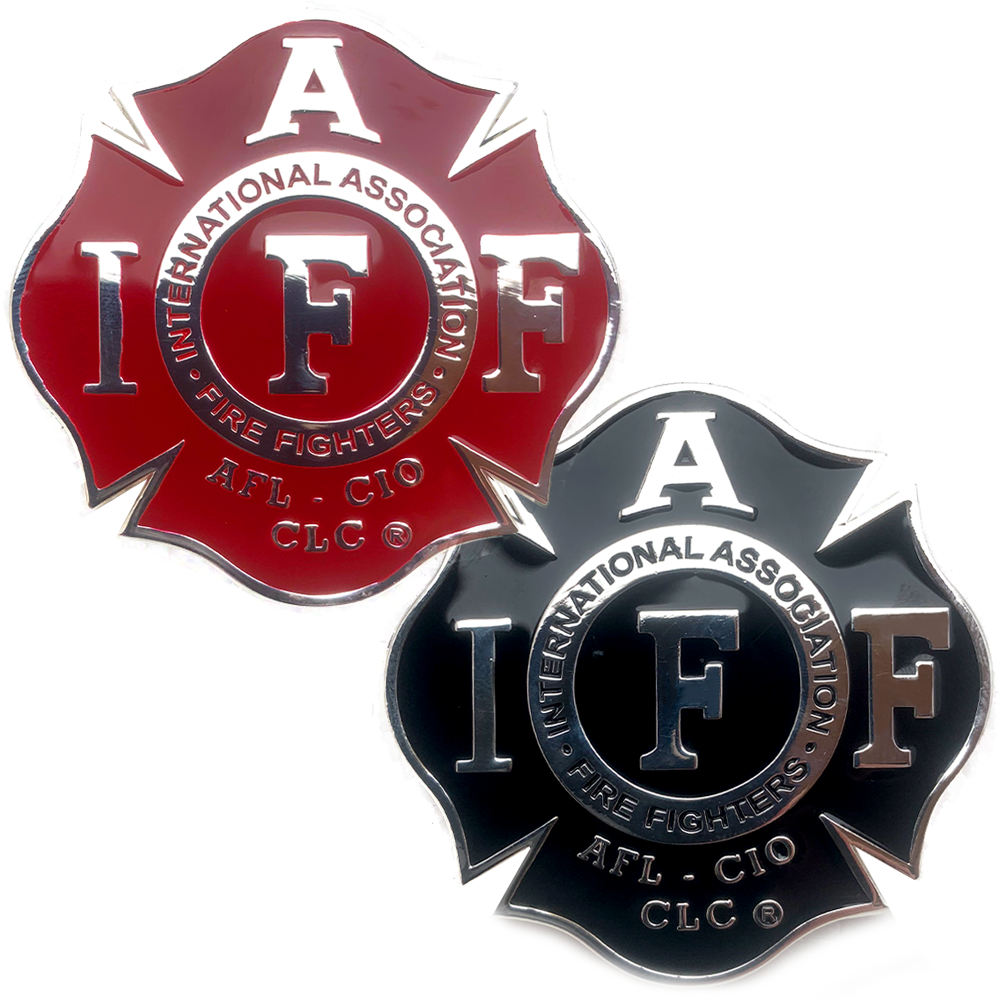 Image of IAFF Black and Red Maltese Cut Out Challenge Coin