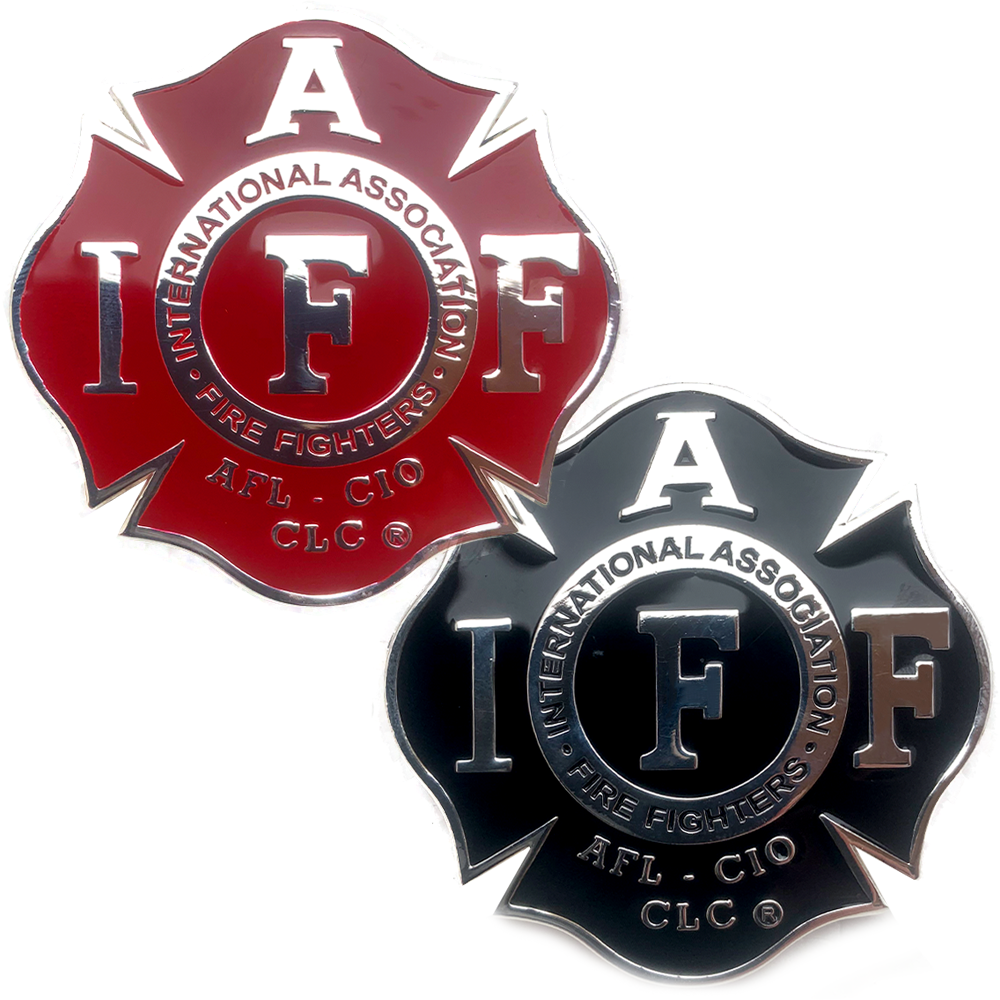 IAFF Black and Red Maltese Cut Out Challenge Coin