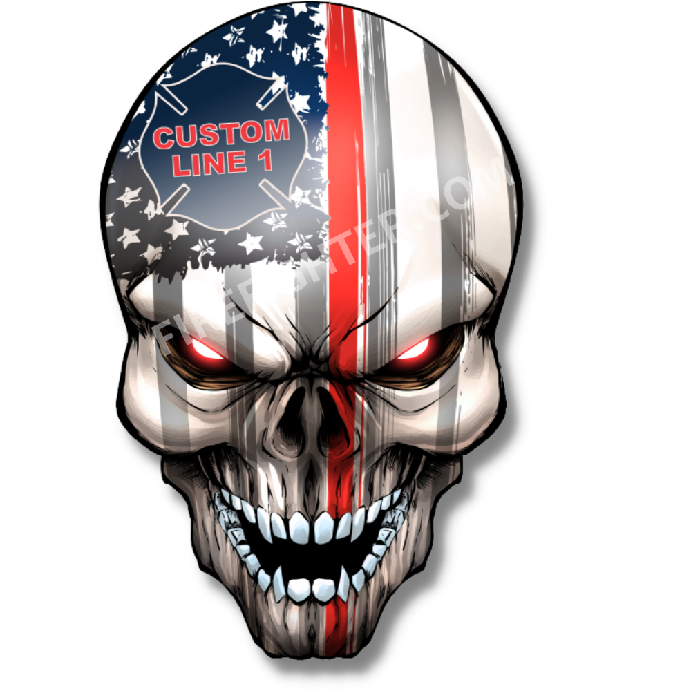 Image of Custom Thin Red Line Flag Skull Decal