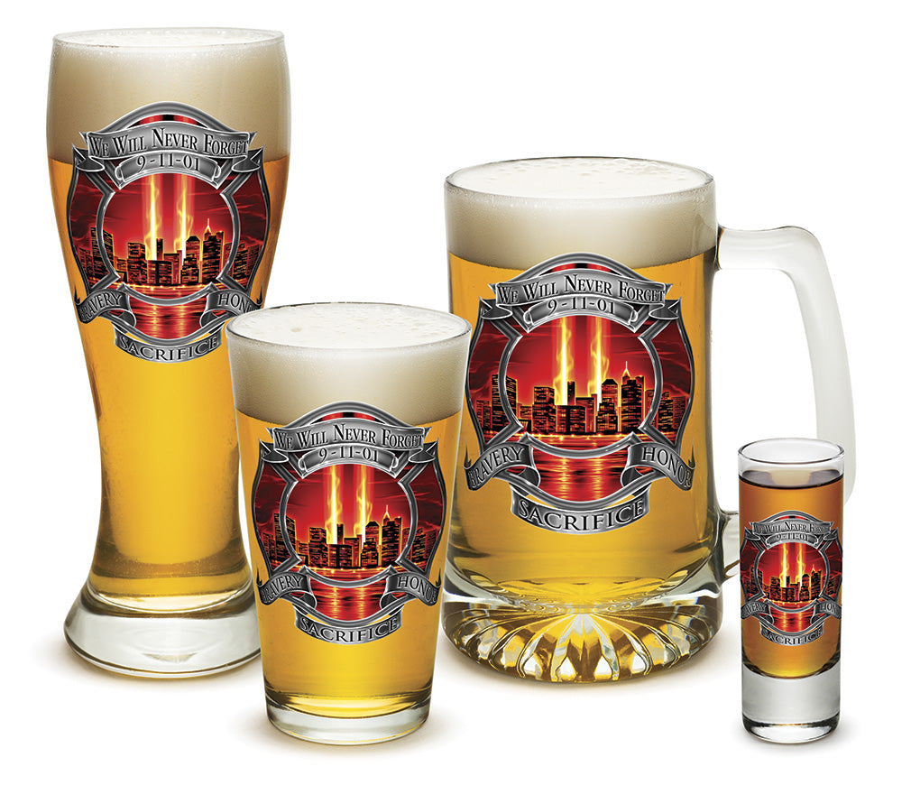 Image of Red Tribute High Honor Firefighter Glassware Gift Set