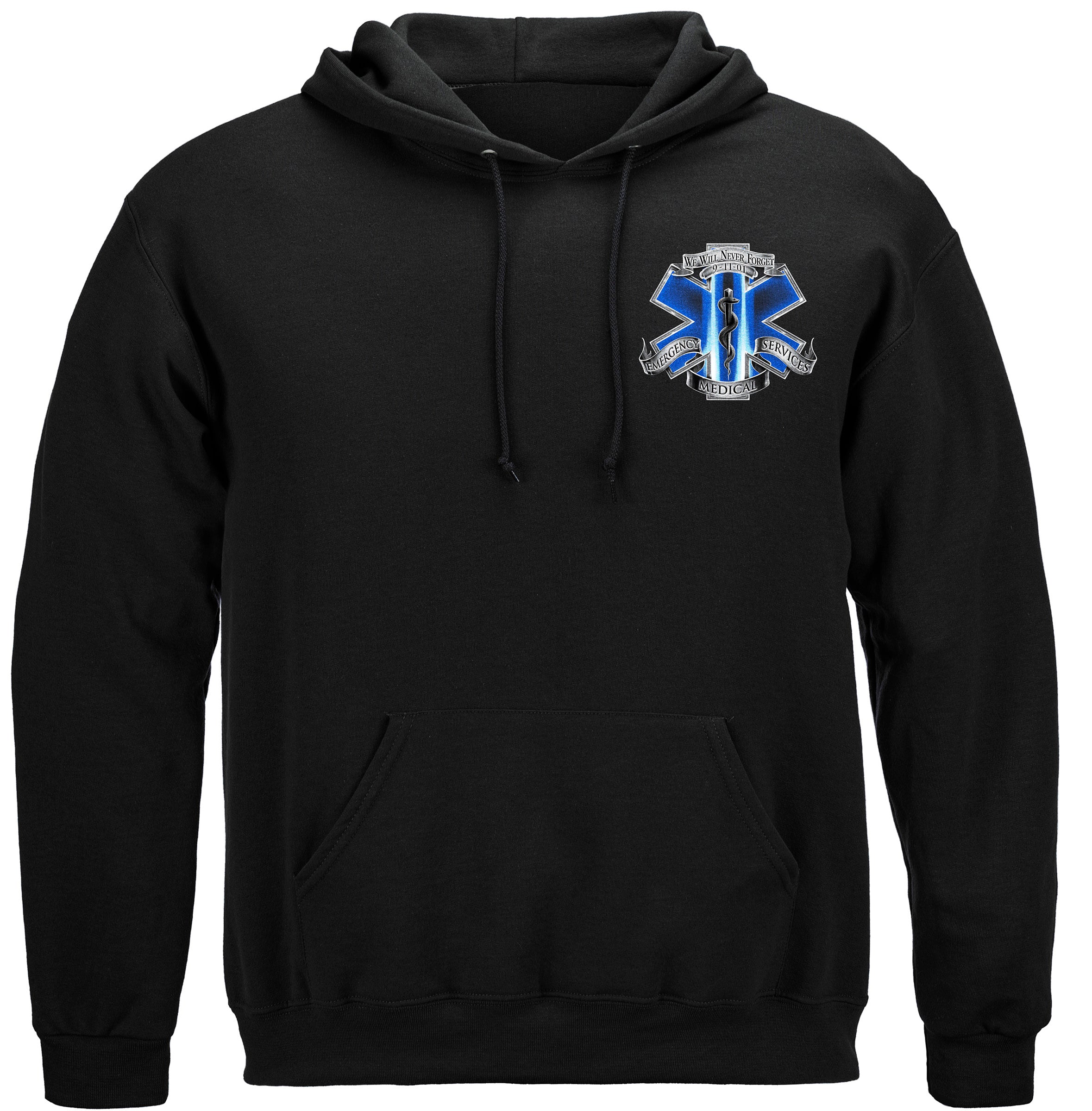 Image of 911 EMS Blue Skies We Will Never Forget Hooded Sweat Shirt