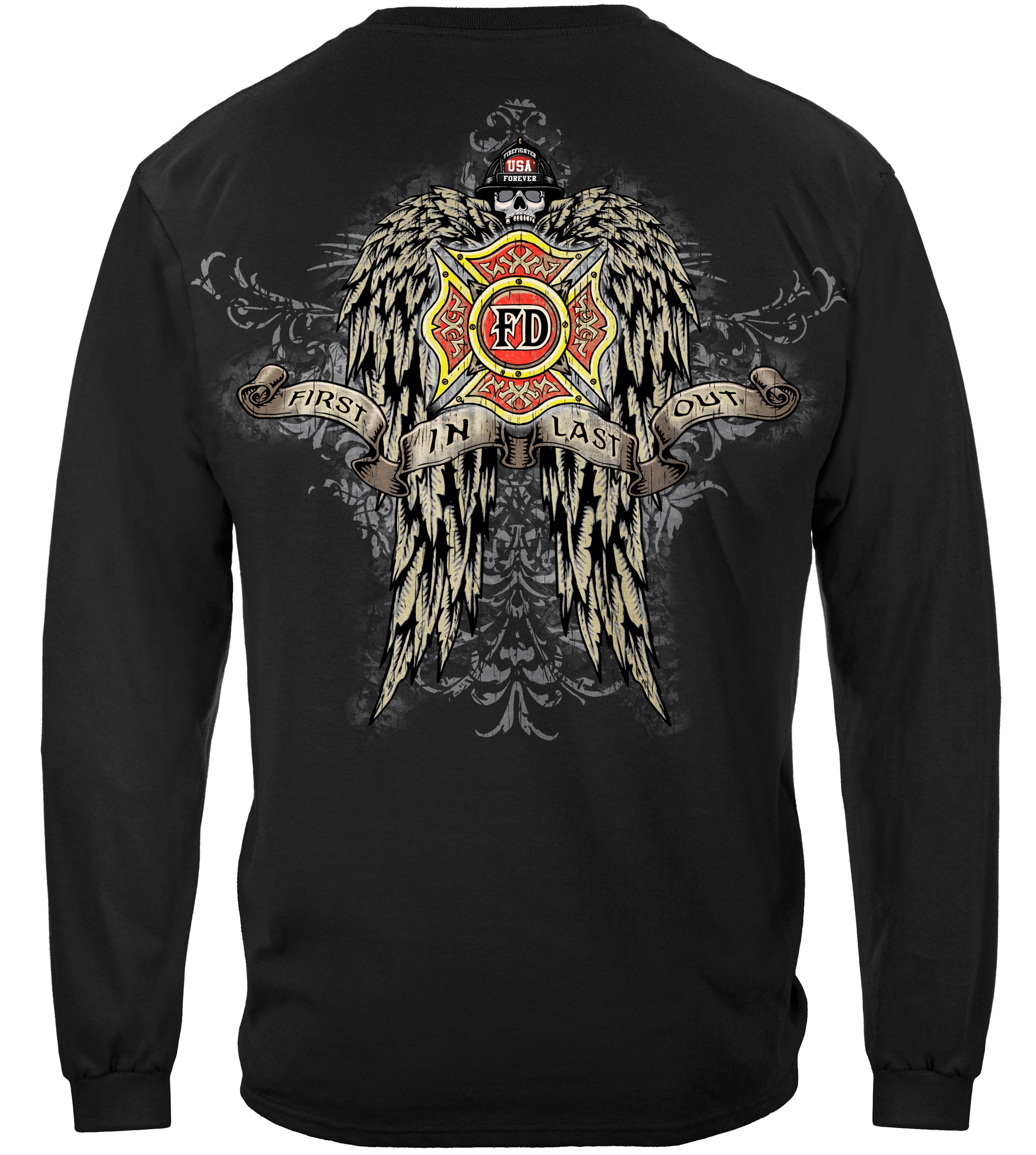 Image of Firefighter Skull Wings Full Long Sleeves