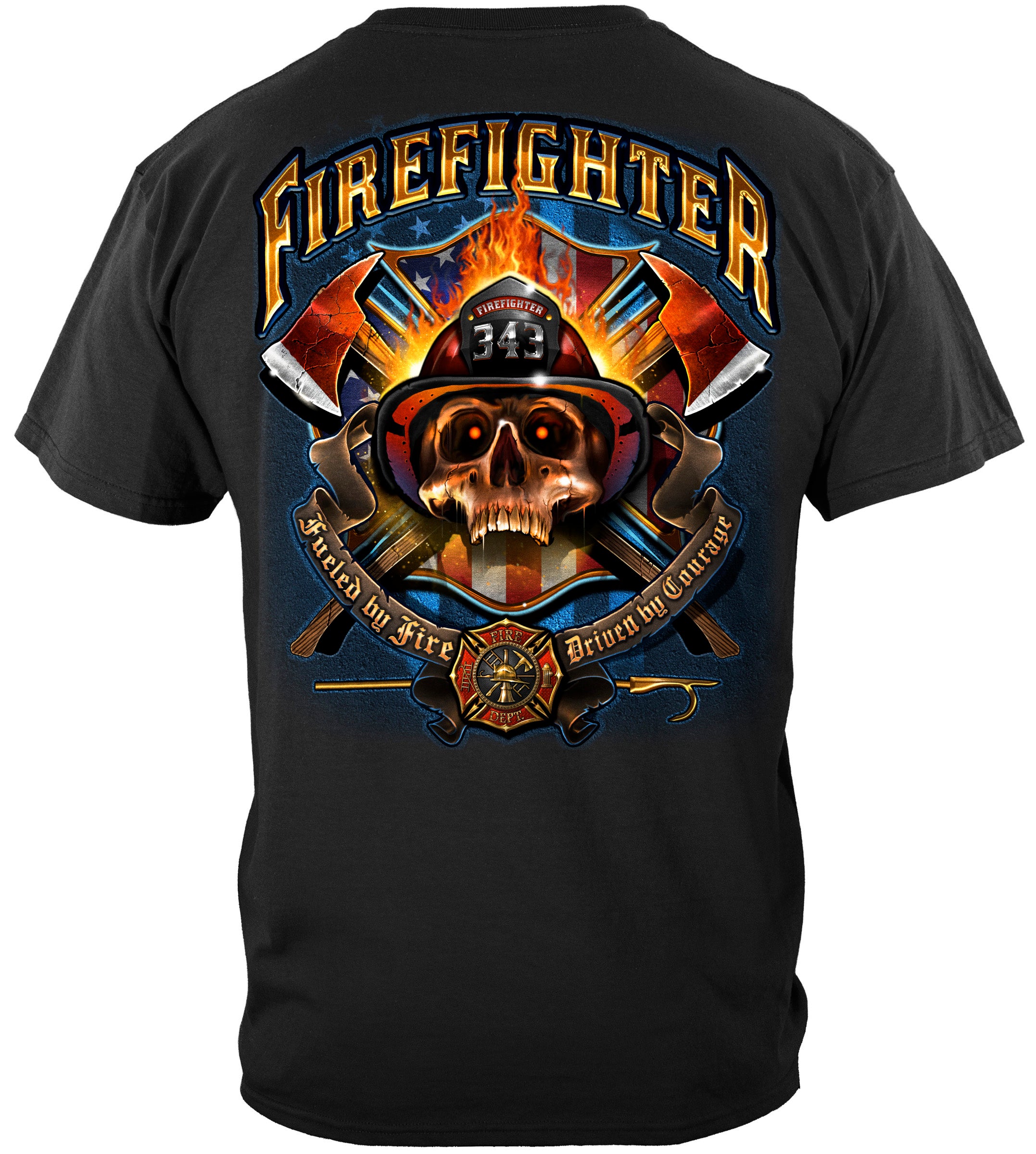 Image of Firefighter Patriotic Skull T-Shirt