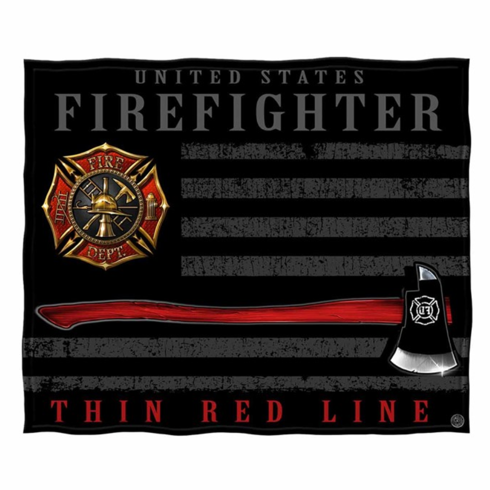 Image of Thin Red Line Firefighter Axe & Flag  Blanket