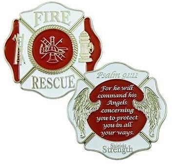 Image of Fire Rescue Maltese Psalm 91:11 Challenge Coin