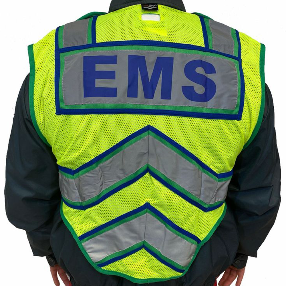 Image of EMS UltraBright Green Blue 6-Point Breakaway Public Safety Vest
