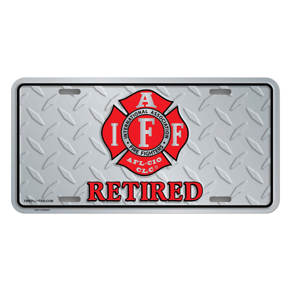 IAFF Retired Embossed Diamond Plate Premium License Plate