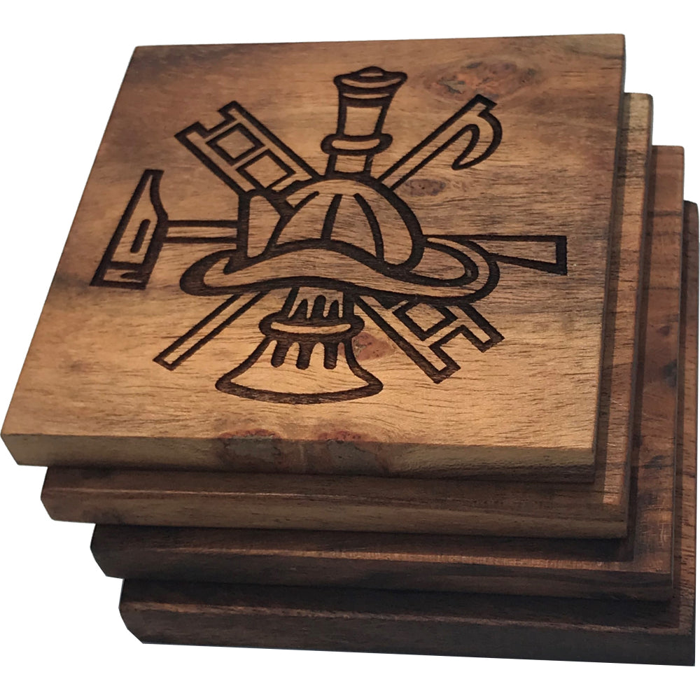 Image of Firefighter Scramble Solid Wood Coasters- Set of 4