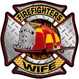 Image of Firefighters Wife Diamond Plate Decal