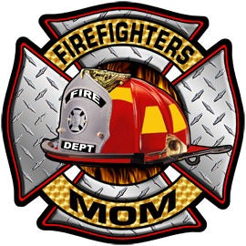 Image of Firefighters Mom Diamond Plate Decal