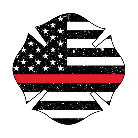 Download Thin Red Line Distressed Flag Maltese Decal | Firefighter.com