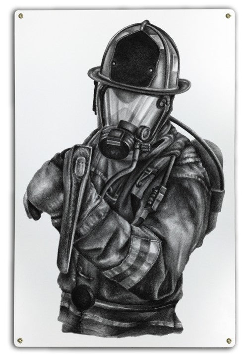Black & White Firefighter Metal Sign | Firefighter.com