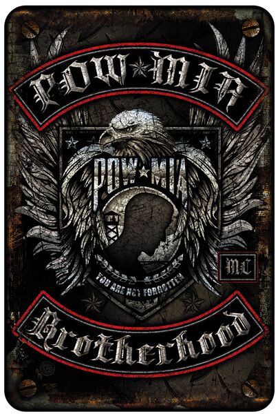 Image of POW MIA Biker With Rockers Metal Parking Sign