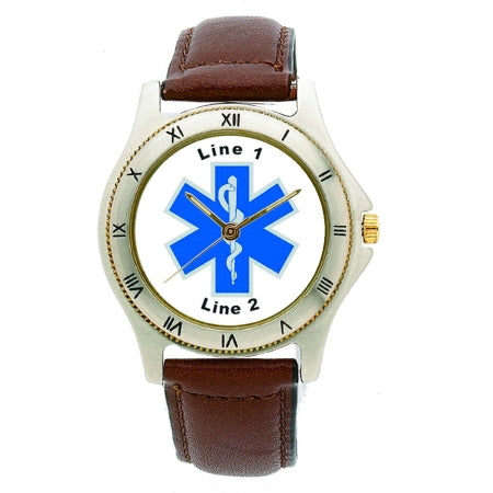 Image of Custom Star of Life Leather Band Watch