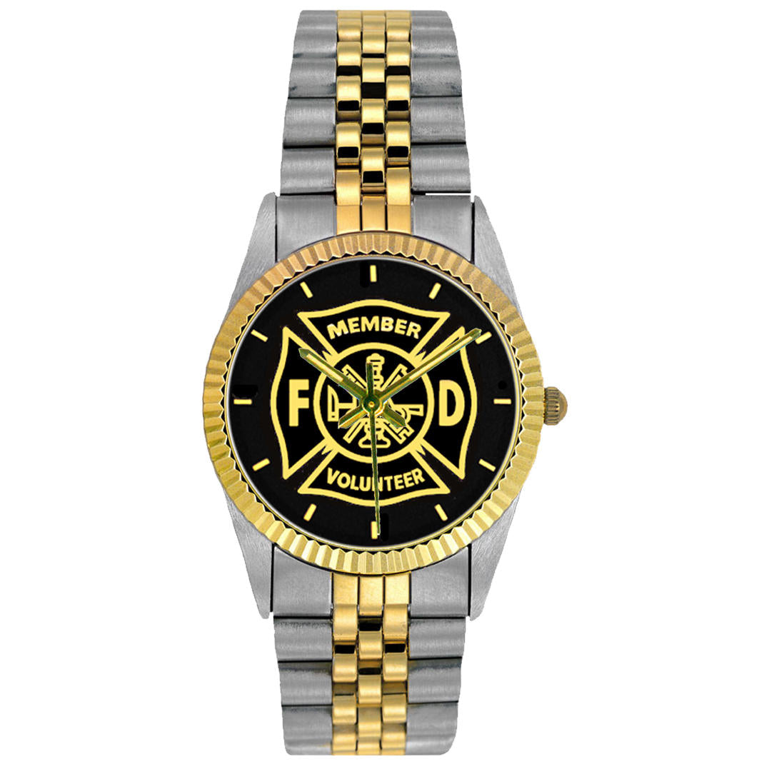 Volunteer Fire Dept Medallion 2-Tone Watch