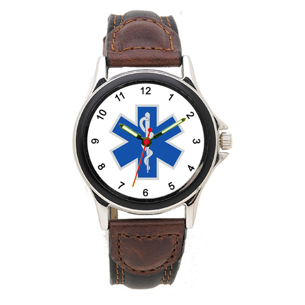 Image of Star of Life Leather Band Watch