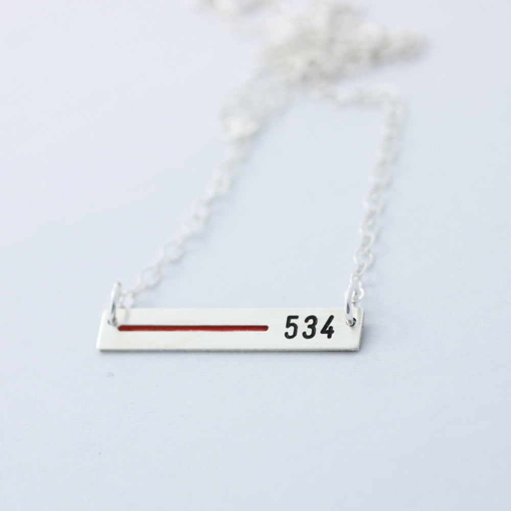 Thin Red Line Personalized Necklace - 16" Rose Gold