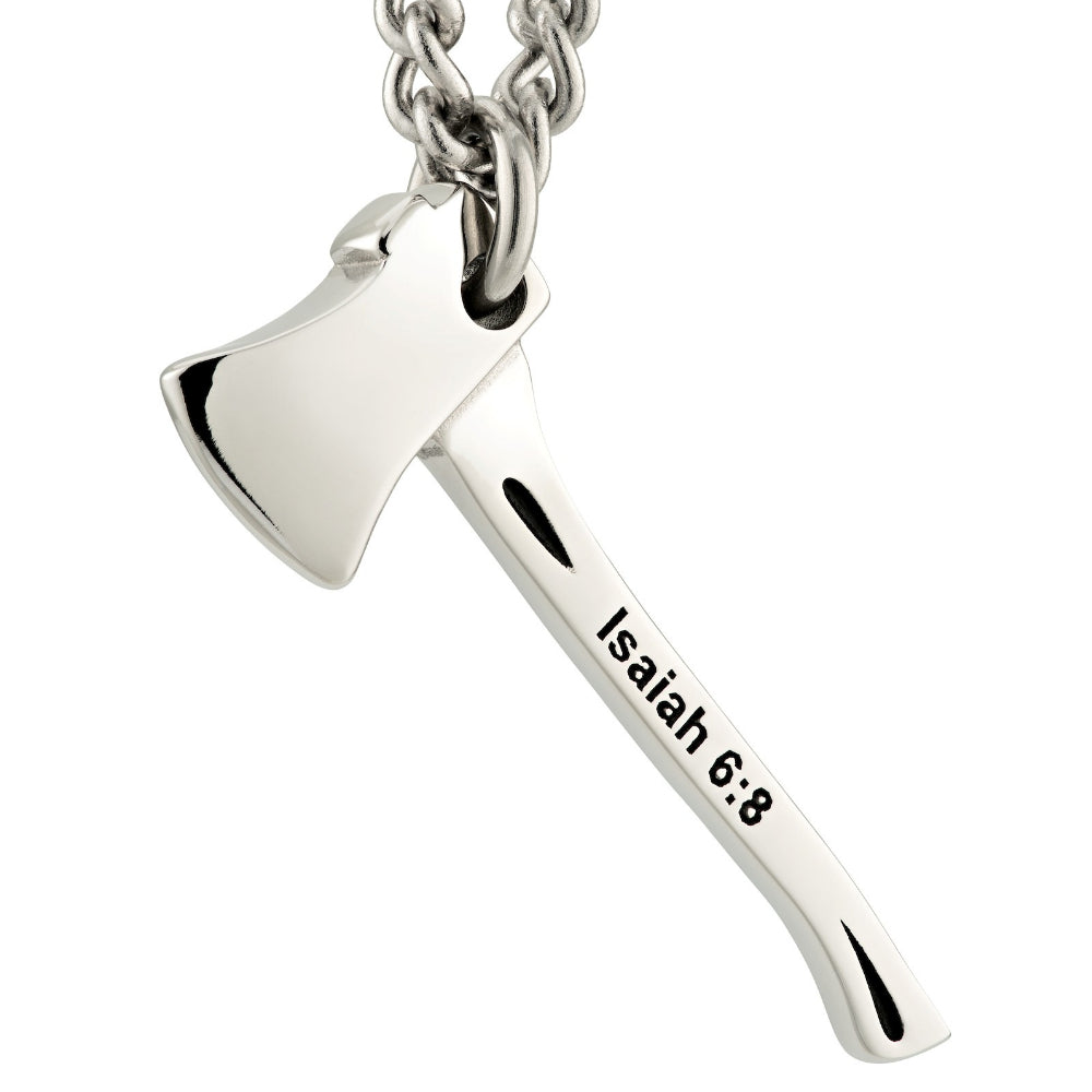 Image of Stainless Steel Firefighters Ax Necklace- Isaiah 6:8