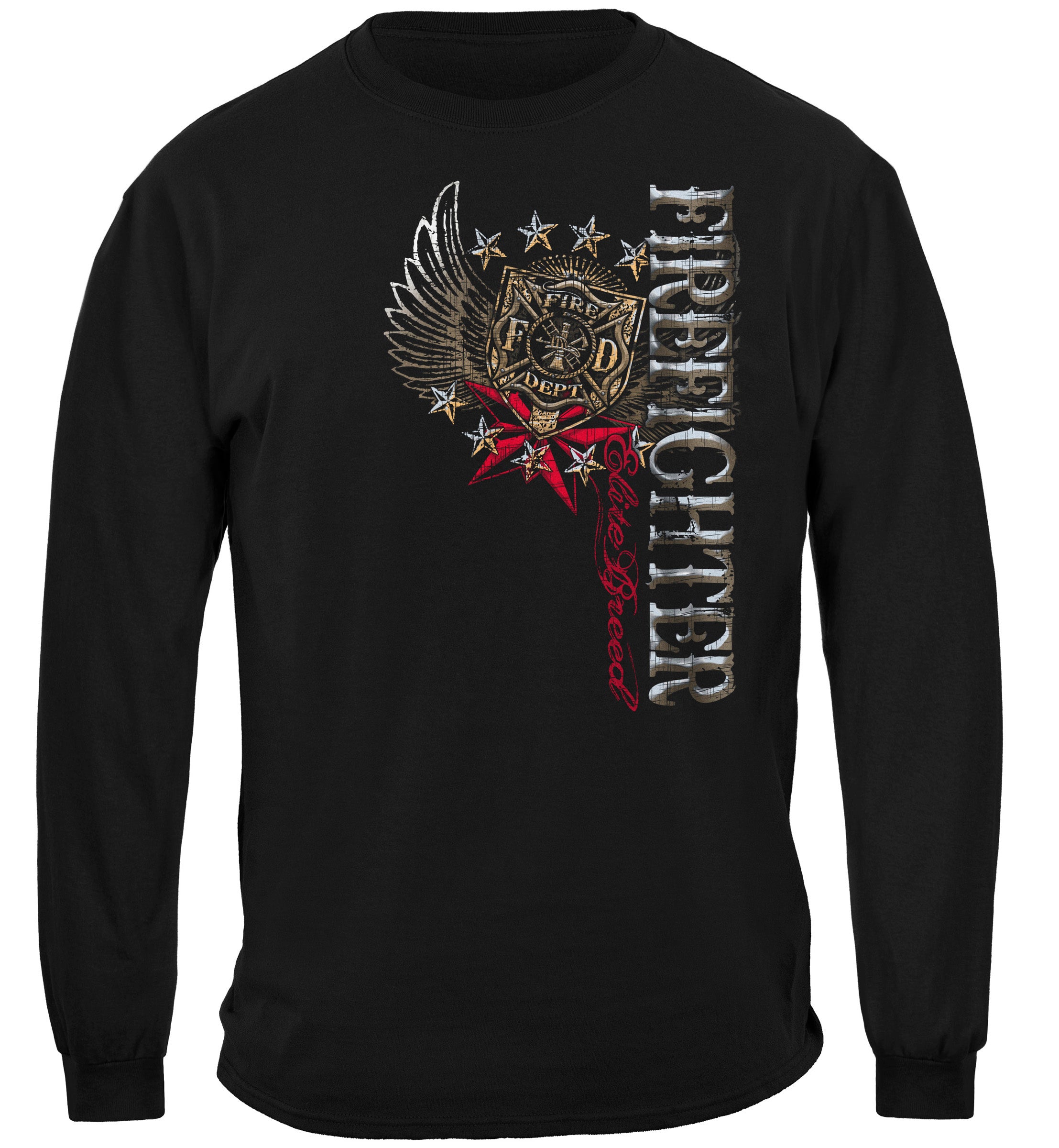 Elite Breed Firefighter Pride Duty Honor Silver Foil Long Sleeves