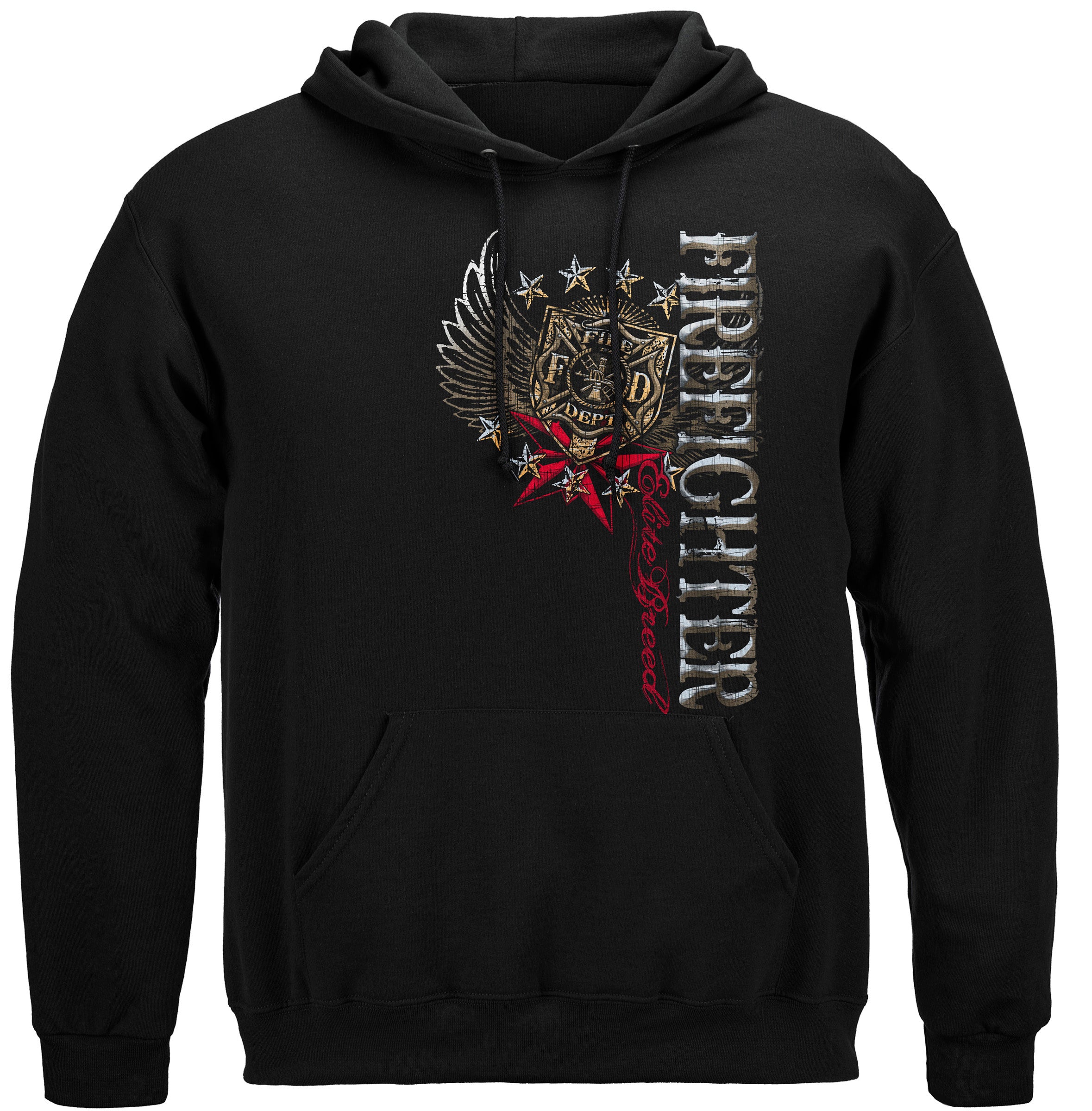 Image of Elite Breed Firefighter Pride Duty Honor Silver Foil Hooded Sweat Shirt