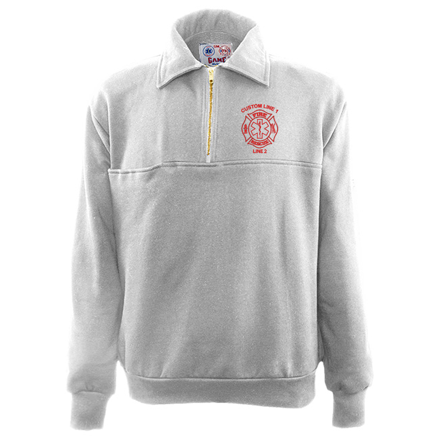 Image of Customized Game 3/4 Zip Job Shirt with Fire Rescue Embroidery