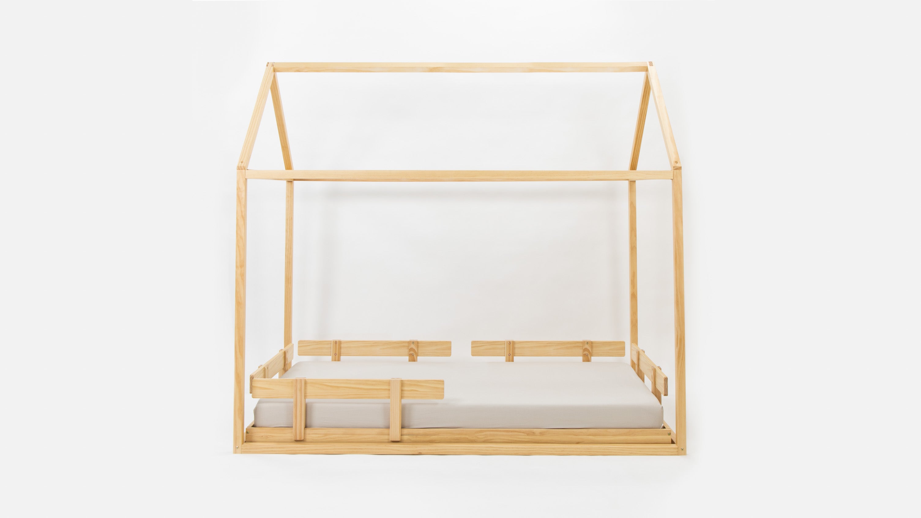 Wooden Bed Frame with Rails