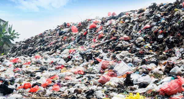 plastic waste in a landfill